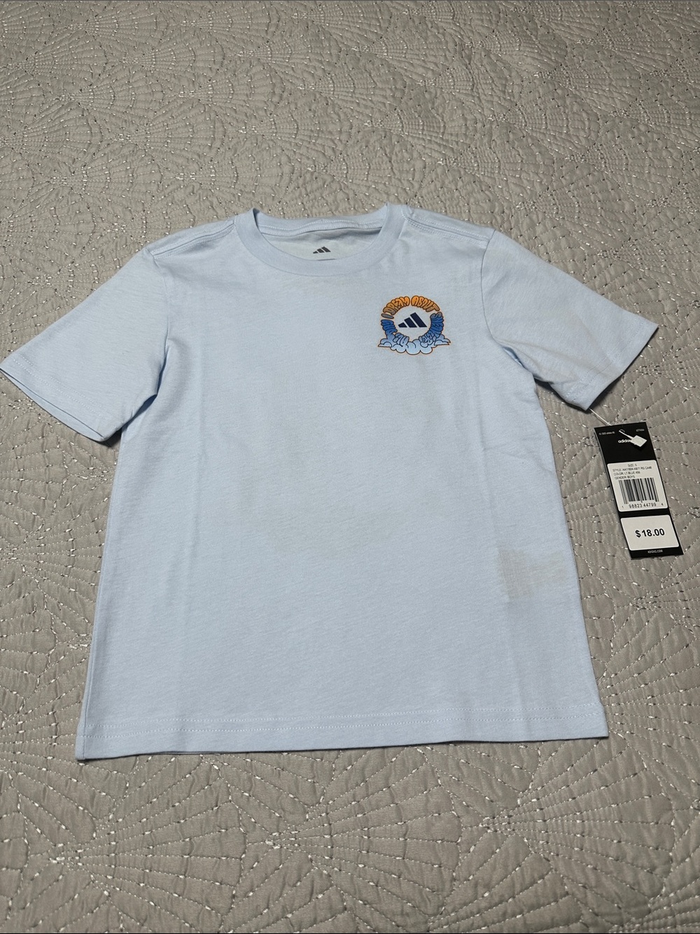 Adidas Boys Baby Blue “I Dream about Sneakers All Day” Tee, NWT’s, Size 5